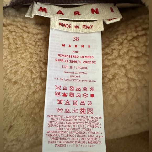 Marni Giacca Burgundy Leather Reversible Shearling Jacket size IT 38 - Picture 2 of 14